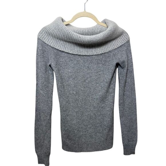 Theory Cashmere Off Shoulder Foldover Grey Sweater Women’s Sz. P - Picture 1 of 4